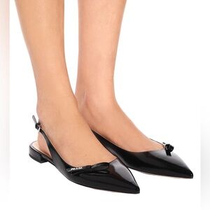 Prada Etiquette Calzature Donna Nero Slingback Flats